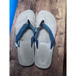 KEEN Harvest Sandals Flip Flops Mens Size 11 Taupe/Blue NEW